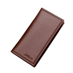 TDEOK Fashion ID Long Wallet Solid Color Men Open Purse Multiple Card Slots Clutch Bag Geldbörsen Für Jugendliche (Brown, One Size) von TDEOK