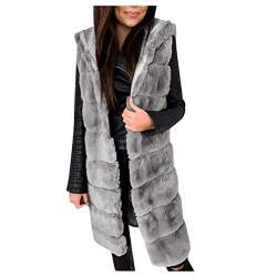 TDEOK Fellweste Damen Kunstfell GüNstig: Kunstpelz Jacke Damen Hochzeit Pelzweste Lang Ärmellos Westen Pelzjacke & Felljacke Elegant Pelzmantel Winter Faux Fur Cardigan Winterjacke Mantel Jacke von TDEOK