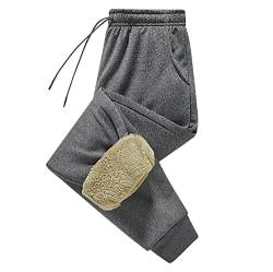 TDEOK Freizeithose Herren Baumwolle Warm GefüTtert Jogginghose Winter Sweathose Sherpa-GefüTtert Warme MäNner Sporthose Slim Fit Trainingshose Mit Kordelzug Warme Winterhose Joggers Streetwear von TDEOK