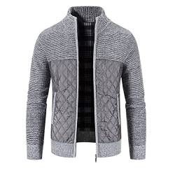 TDEOK Herren Strickjacke mit Stehkragen Warme üBergangsjacke Winterjacke Outdoor Gestrickt Sweatjacke Feinstrick Herbstjacke mit Stehkragen Fleecejacke Langarm Trachtenjacke mit ReißVerschluss von TDEOK