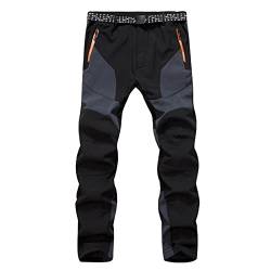 TDEOK Herren Wanderhose GefüTtert, Wasserdicht Softshellhose Premium Outdoorhose Winddicht Atmungsaktiv Arbeitshose Winter Trekkinghose Thermofutter Wanderhose mit ReißVerschlusstaschen von TDEOK