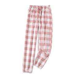 TDEOK Karierte Schlafhose Damen Baumwolle: PlüSchhose Flauschig-Winter-Kuschelig-Flanell-Haushose Herren Baumwolle Kariert-Schlafanzughose Lang Weich NachtwäSche-Freizeithose-Schlafhosen Loungewear von TDEOK