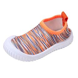 TDEOK Kleinkind Kind Kinder Baby Mädchen Sommer Slip-on gestreifte Schuhe Sneaker Jungs 25 (Orange, 25 Toddler) von TDEOK