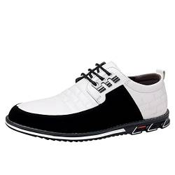 TDEOK La Herren Schuhe Business-Schnürschuhe für die Arbeit, Freizeit, einfarbige Lederschuhe für Herren Herren Schuhe Basketball (White, 45) von TDEOK