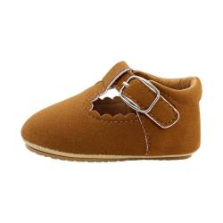 TDEOK Mädchen Schuhe Kinderschuhe rutschfeste Lederschuhe mit weicher Sohle Kinder Laufschuhe 1 Jahr (Coffee, 22 Infant) von TDEOK