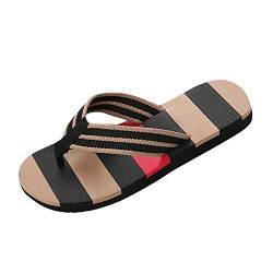 TDEOK Outdoor-Flops Slip Sandalen Indoor-Farben flip Schuhe oder Sommer männliche gemischte Männer Hausschuh Herren Hausschuhe 43 Lammfell (Black-A, 43) von TDEOK