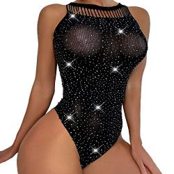 TDEOK Outfit Sexy Strass Bikini Sexy Spitze Unterwäsche Einteiler Set Femptation Net Kleidung Nachtkleid Dessous von TDEOK