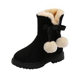 TDEOK Schuhe 26 Modische Herbst- und Winter-Schneestiefel für Mädchen, dicker Boden, rutschfest, warm und bequem, einfarbiger Reißverschluss Winterstiefel Kinder 35 von TDEOK