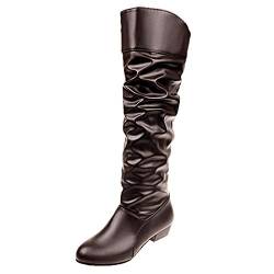 TDEOK Sommer Damen Schuhe Offen Solide Zehen rund Frauen Ausrutsch- und -stiefel Absatz Schuhe hochwertige Damenstiefel Clown Schuhe Damen (Brown, 41) von TDEOK