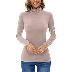 TDEOK Thermo-Unterhemd Warm Merinowolle: Strickpullover Damen Baumwolle Winterpullover Langarm Untershirt Winter Rollkragenpullover Winter ThermounterwäSche Basic Rollkragen-Pullover Oberteil von TDEOK