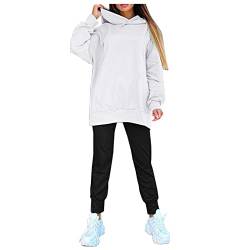 TDEOK Trainingsanzug Damen Set Elegant Jogginganzug Damen Winter Baumwolle Fitnessanzug Zweiteiler Freizeitanzug Oversized Sweatshirt Und Jogginghose 2-Teiler Sportanzug-Sportbekleidung FüR Frauen von TDEOK