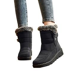 TDEOK Warm Gefüttert Schneestiefel Mit Klettverschluss,Damen Warme Gefütterte Winterschuhe,Wanderschuhe,Wasserdicht Trekkingschuhe Damen Wasserdicht,Kurze Rutschfeste Wasserdichte Stiefel 37-42 von TDEOK