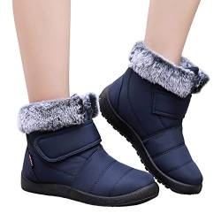 TDEOK Warme Dicke Sohle Schneestiefel Damen Hoch GefüTtert,Winter Outdoor Boots Mit Klettverschluss,Warme Baumwoll Trekkingschuhe,Warme Gefütterte Damen Winterstiefel,Wasserdichte Stiefel 37-42 von TDEOK