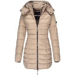 TDEOK Wintermantel Damen Lang Daunen-Winterjacke Elegant Tailliert Daunenmantel Mit Fellkapuze Winter Warm Steppmantel Frau Daunenjacke Warmer Baumwollejacke/Outdoorjacken/Damenjacke von TDEOK