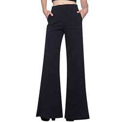 Taille Bequem Stoffhose High Waist Weite Hose Casual Einfarbig Freizeithose Schlaghose Damen Yogahose Damen Lang Weites Bein Hosen Damen Baggy StoffhoseDamenhose Mit Weitem Bein Hohe von TDEOK