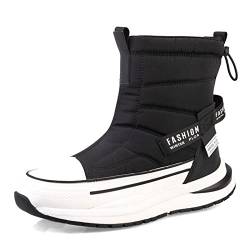 TDHLW Herren Schneestiefel Winterstiefel Herren Damen Warm Gefütterte Stiefeletten Outdoor Wasserdicht Wanderschuhe Trekkingschuhe Winterstiefel Rutschfest,Black and white,36 von TDHLW