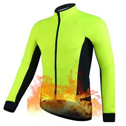 Winter Winddichte Fleece Radjacke Damen Thermo Fahrradjacke Wasserdichte Atmungsaktiv Windjacke Jacken Warmes Radtrikot für Mountainbike, Rennrad, Laufen, Ski,Grün,4XL von TDHLW