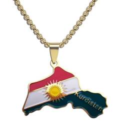 Kurdistan-Flagge, Karte, Umriss, Halskette, Anhänger, Halsreif, Land, Stadt, Grenzen, Kontur, Anhänger, Patriotisches Ornament, Personalisierte Teenager-Friedensliebhaber-Kette, Halskette, Schmuck, von TDNEKMCA