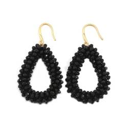 Rocailles-Ohrringe Für Damen,Vintage-Schmuck,Böhmische Tropfenform,Handgefertigt,Schwarze Perlen,Geflochtene Ohrringe,Ethno-Stil,Ohrringe Für Frauen,Schwarz,Einheitsgröße von TDNEKMCA