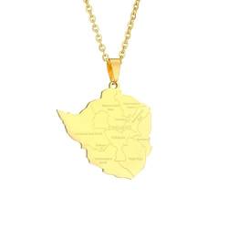TDNEKMCA Afrika Simbabwe Karte Stadtplan Halskette – Ethnische Glänzende Afrika Karten Charm Flagge Anhänger,Patriotische Karte Hip Hop Schmuck Für Männer Und Frauen Paar Geschenk,Weiß,50 Cm von TDNEKMCA