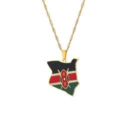 TDNEKMCA Emaille Tropfen Öl Kenia Karte Flagge Anhänger Halsketten Für Frauen Kenia Patriotische Schmuck Party Geburtstag Geschenke, Weiß, 45 cm von TDNEKMCA