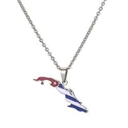 TDNEKMCA Modische Kuba-Adler-Anhänger-Halskette für Frauen und Mädchen, wasserdicht, schicker Schmuck, ethnischer patriotischer Geburtstagsfeier-Geschenke, weiß, 50 cm von TDNEKMCA