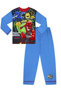 Jungen Schlafanzug Power Rangers Beast Morpher, lang, 4 bis 10 Jahre Gr. 8-9 Jahre, blau von TDP Textiles