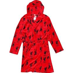 Liverpool Herren-Bademantel mit Kapuze, Fleece, Größen S-XL (klein), rot / schwarz, S von TDP Textiles
