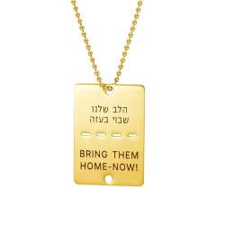 TEAMER Bring Them Home Now Halskette, Edelstahl, jüdischer hebräischer Anhänger, Hundemarke, Schmuck für Männer und Frauen, Unbekannt von TEAMER