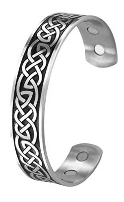 TEAMER Celtic Knot Magnetfeldtherapie Armband Norse Armreif Edelstahl Antik Silber Schwarz Schmerzlinderung Manschette Armreif von TEAMER