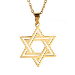 TEAMER Davidstern Anhänger Halskette Jüdisches Magen Amulett Edelstahl Halsketten Vintage Schmuck (Stil 2-Gold) von TEAMER