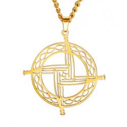TEAMER Edelstahl Brigid's Cross Halskette Keltischer Kreuz-Anhänger Irisches Christliches Schutz Symbol Religiöses Amulett Schmuck Für Frauen Männer (Halskette - Gold) von TEAMER