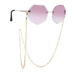 TEAMER Edelstahl Perlen Brillenkette Sonnenbrille Box Ketten Brillen Schnur Brillen Hals Strap für Frauen, Figarokette - Gold, Einheitsgröße von TEAMER