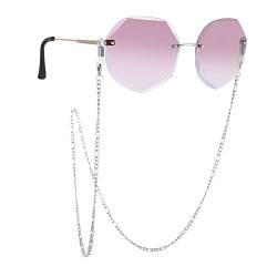 TEAMER Edelstahl Perlen Brillenkette Sonnenbrille Box Ketten Brillen Schnur Brillen Hals Strap für Frauen, Figarokette - Stahl, Einheitsgröße von TEAMER