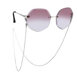 TEAMER Edelstahl Perlen Brillenkette Sonnenbrille Box Ketten Brillen Schnur Brillen Hals Strap für Frauen, Wasserwelle - Stahl, Einheitsgröße von TEAMER