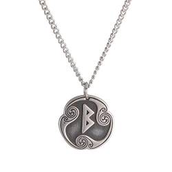 TEAMER Halskette mit Anhänger, nordische Wikinger, Edelstahl, 24 Runen, Amulett, Glücksbringer und Segen, Symbol Schmuck für Damen und Herren von TEAMER
