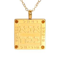 TEAMER Hebräische Buchstaben Halskette Hebräische Inschrift Strass Halskette Edelstahl Judaica Anhänger Segen Schutz Amulett Glücklich Jüdischer Schmuck (Hebräische Strass-Halskette - Gold) von TEAMER