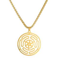 TEAMER Hexe Triskele Spirale Halskette für Frauen Mädchen (Hekate-Rad-Gold) von TEAMER