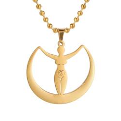 TEAMER Hexe Triskele Spirale Halskette für Frauen Mädchen (Spirale Göttin -Gold) von TEAMER