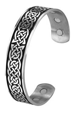 TEAMER Magnetfeldtherapie Armband Gesundheitswesen Nordische Irish Celtic Knot Viking Armreif Edelstahl Antik Silber Schwarz Schmerzlinderung Stulpearmband Männer von TEAMER