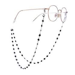 TEAMER Mode bunte Brillenkette Sonnenbrillenband Brillenhalter Kristall Statement Perlen Lesung böhmischen Glasband für Frauen Mädchen (Schwarz - Silber) von TEAMER