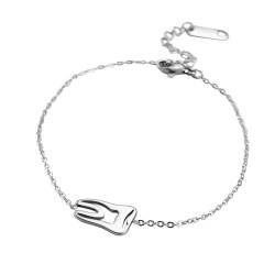 TEAMER Modische Zahn-Halskette, silberfarben, Edelstahl, zum Schutz der Zähne, Anhänger, Armband, Ring, Statement, ausgehöhlt, Zahnarzt, täglicher Schmuck, Geschenke (Zahn-Armband - Silber) von TEAMER