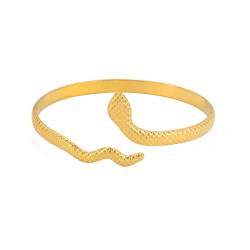 TEAMER Schlange Ring Verstellbarer Fingerring aus Edelstahl Wickel-Schlangenring Stapelbarer Ring Punk Schlange Tierschmuck für Frauen (Schlangenarmband - Gold) von TEAMER