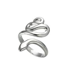 TEAMER Schlange Ring Verstellbarer Fingerring aus Edelstahl Wickel-Schlangenring Stapelbarer Ring Punk Schlange Tierschmuck für Frauen (Stil 1 -Silber) von TEAMER