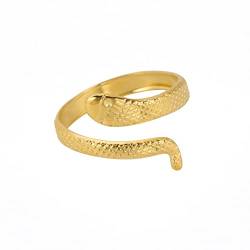 TEAMER Schlange Ring Verstellbarer Fingerring aus Edelstahl Wickel-Schlangenring Stapelbarer Ring Punk Schlange Tierschmuck für Frauen (Stil 6 -Gold) von TEAMER