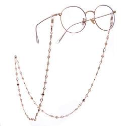 TEAMER TEAMERLesebrillengurte Halter stilvolle Kreis Brillenkette und Schnüre Lanyards für Frauen (Gold/Silber) (Gold mit weißem Gummi) von TEAMER