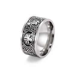 TEAMER Vintage Baum des Lebens Ring Amulett Wikinger Keltik Knoten Herren Ring Edelstahl Schmuck, 11, Metall Edelstahl Metall, Unnow von TEAMER