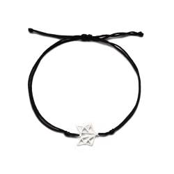 TEAMER Wolfsarmband Fuchsarmband Delfin Wachsseil Chian Armband Edelstahl Tierschmuck für Frauen (Fuchs - Silber) von TEAMER