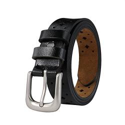 TEAMMAO Gürtel Damen Ledergürtel 110-180CM Normal Große Größe Lederbelt Hohle Blume Design Gürtel 3.0CM Breite Damengürtel Arbeitsgürtel Jeansgürtel.(110CM,Schwarz) von TEAMMAO