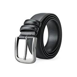 TEAMMAO Gürtel Herren,110CM-200CM Taillegürtel Schwarz Große Taille Ledergürtel 3,8CM Breit Jeans Leder Gürtel Casual Business Belt.(110CM, Schwarz) von TEAMMAO